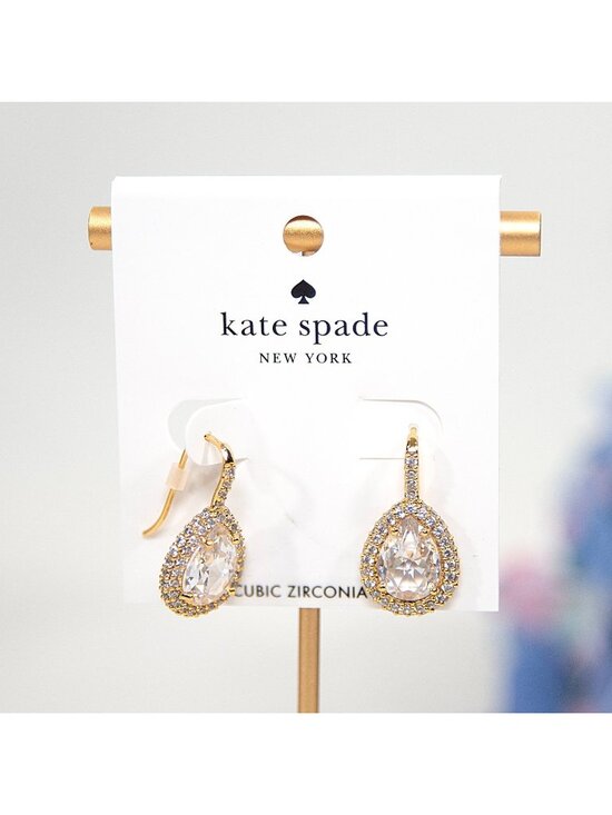 kate spade Jewelry - Kate Spade Brilliant Statement CZ Cubic Zirconia Halo Gold Drop Earrings NWT